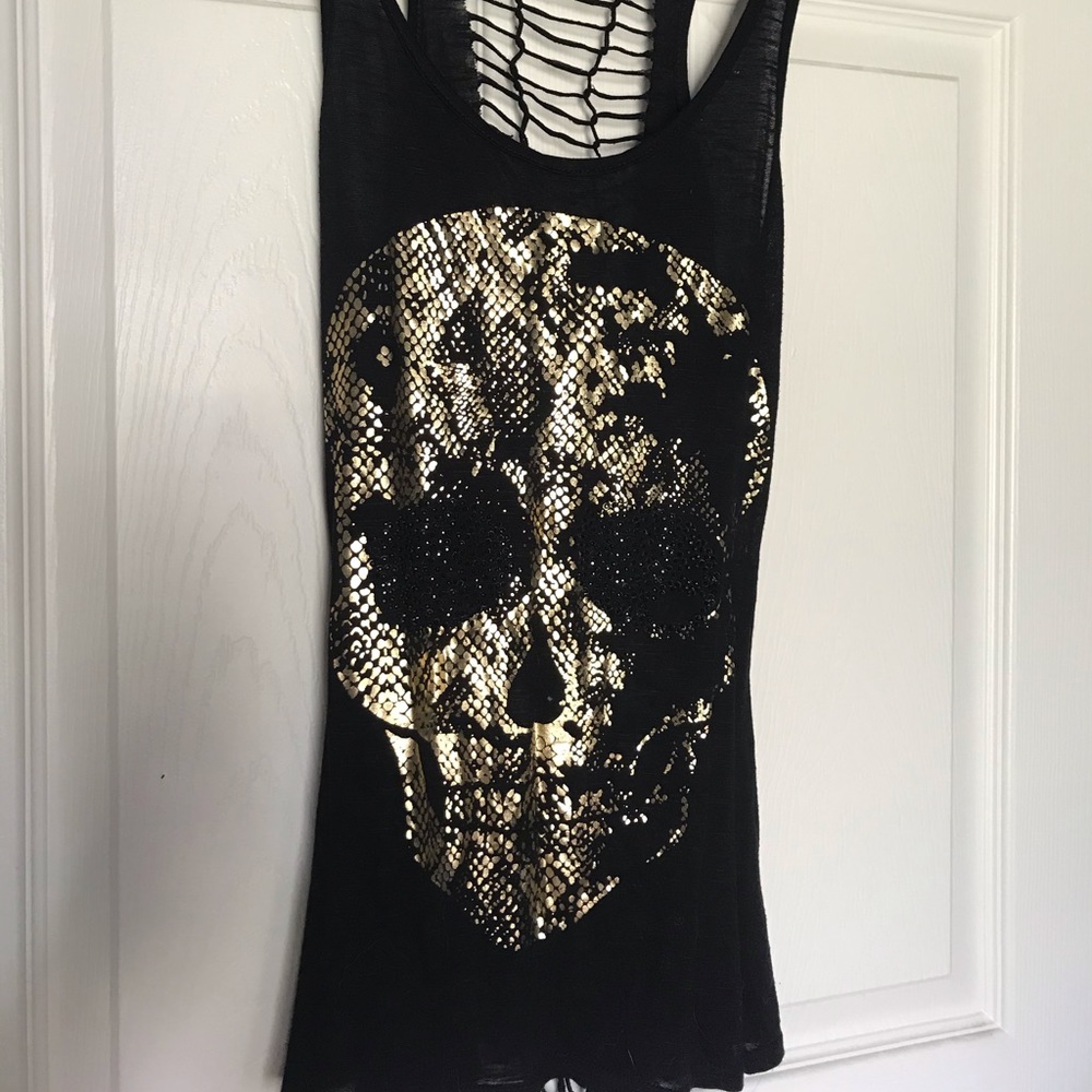 Gold foiled skull tank top